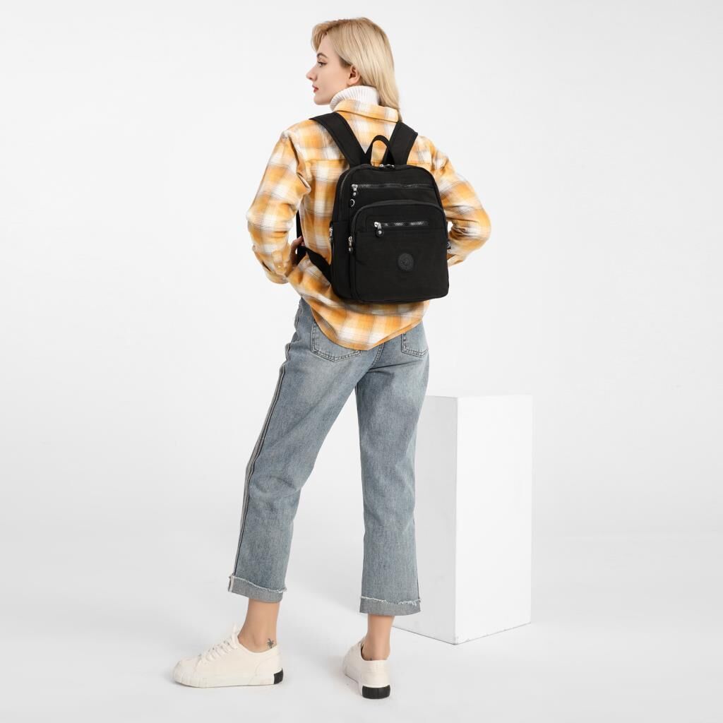 Smart Bags Krinkıl Kumaş Unisex Sırt Çantası 1207 01 Siyah