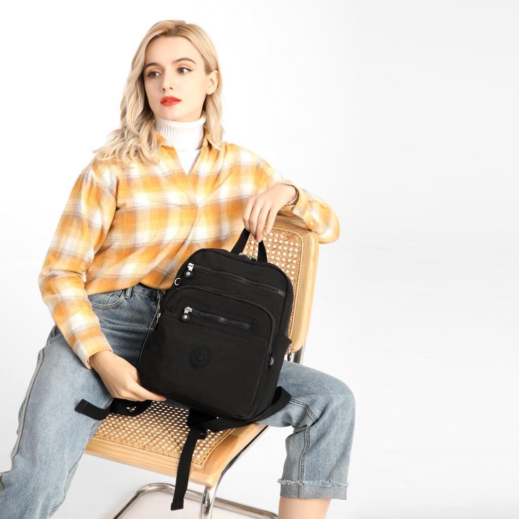 Smart Bags Krinkıl Kumaş Unisex Sırt Çantası 1207 01 Siyah