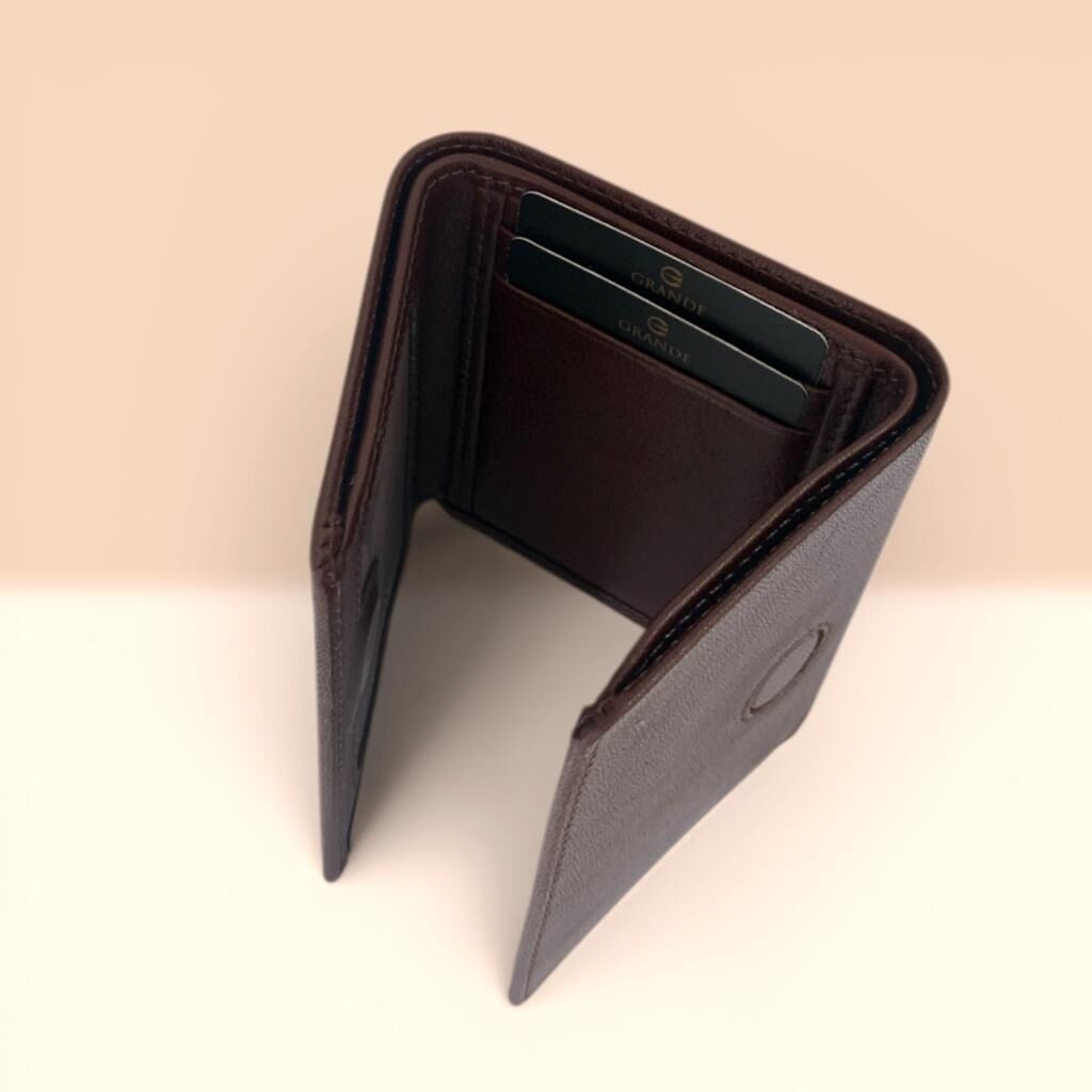 Grande Küçük Boy Gerçek Deri Erkek Cüzdanı Hakiki Deri Kahve