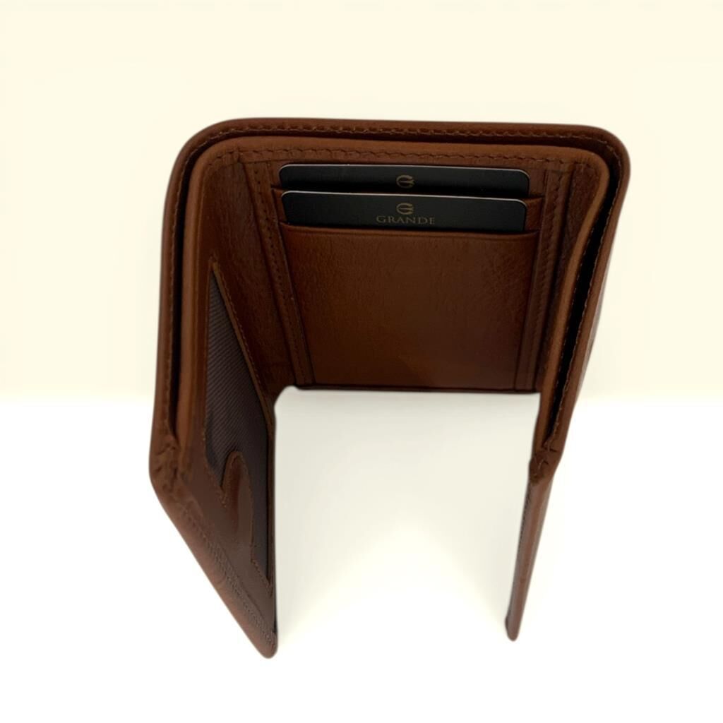 Grande Küçük Boy Gerçek Deri Erkek Cüzdanı Hakiki Deri Taba