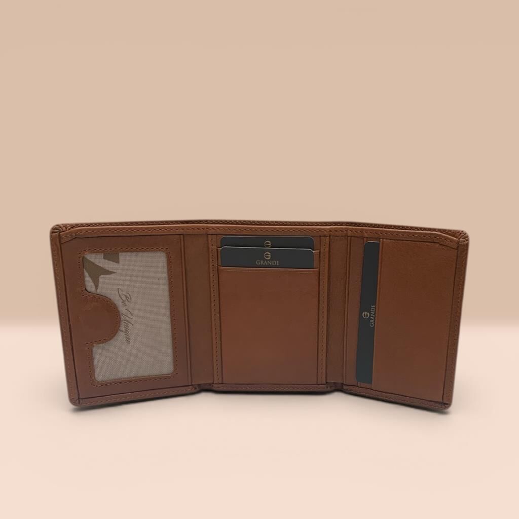 Grande Küçük Boy Gerçek Deri Erkek Cüzdanı Hakiki Deri Taba