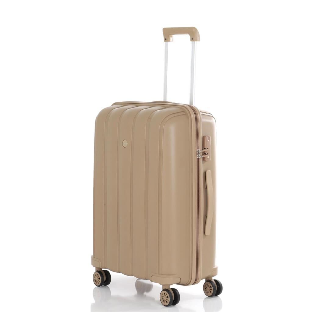 MÇS Orta Boy Kırılmaz Silikon Seyahat Valizi Bavulu V305 Şampanya