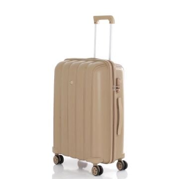 MÇS Orta Boy Kırılmaz Silikon Seyahat Valizi Bavulu V305 Şampanya