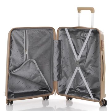 MÇS Orta Boy Kırılmaz Silikon Seyahat Valizi Bavulu V305 Şampanya