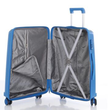 MÇS Orta Boy Kırılmaz Silikon Seyahat Valizi Bavulu V305 Saks Mavi