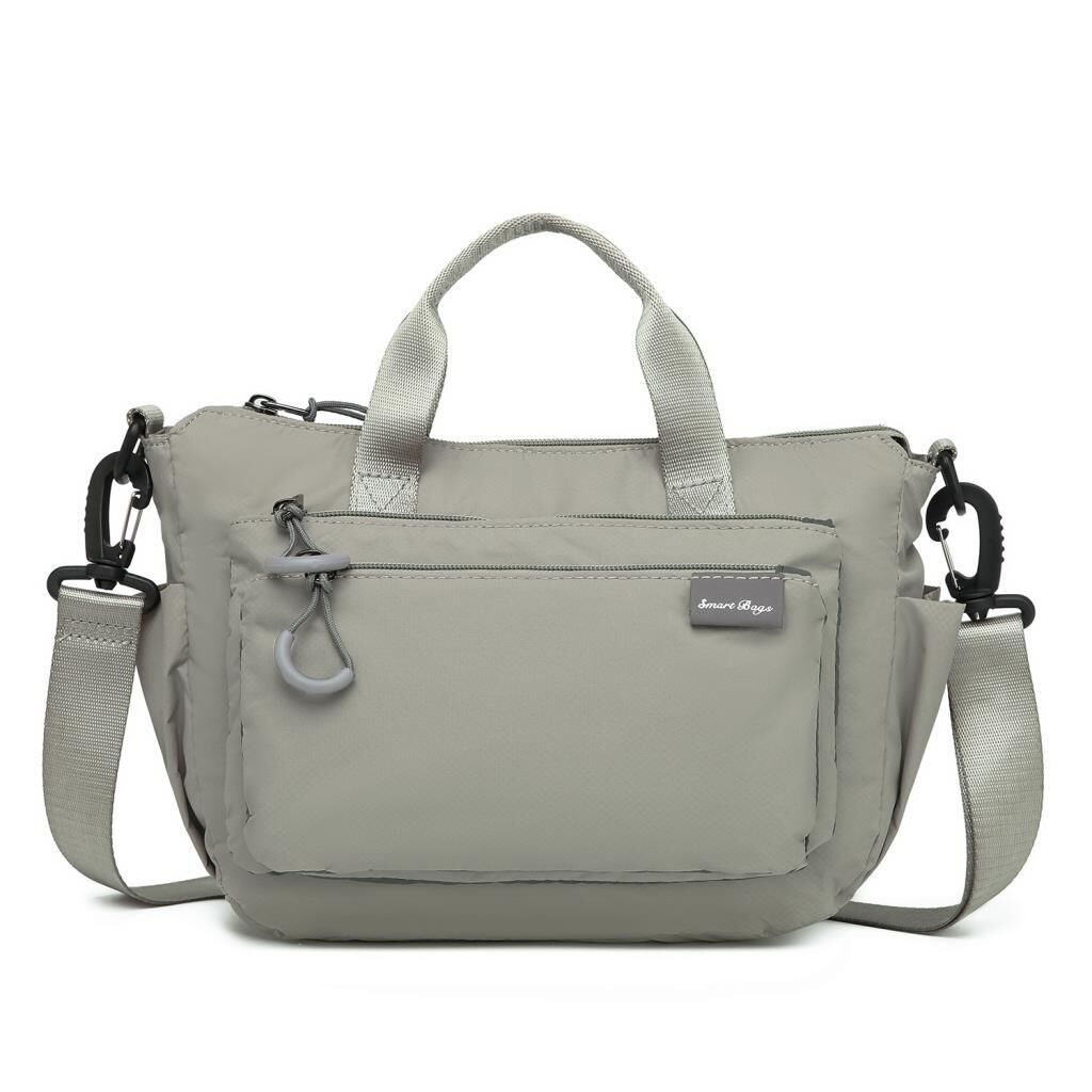 Smart Bags Ekstra Hafif Kumaş Kadın Postacı Çantası 3136 Açık Gri