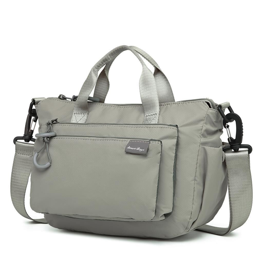 Smart Bags Ekstra Hafif Kumaş Kadın Postacı Çantası 3136 Açık Gri