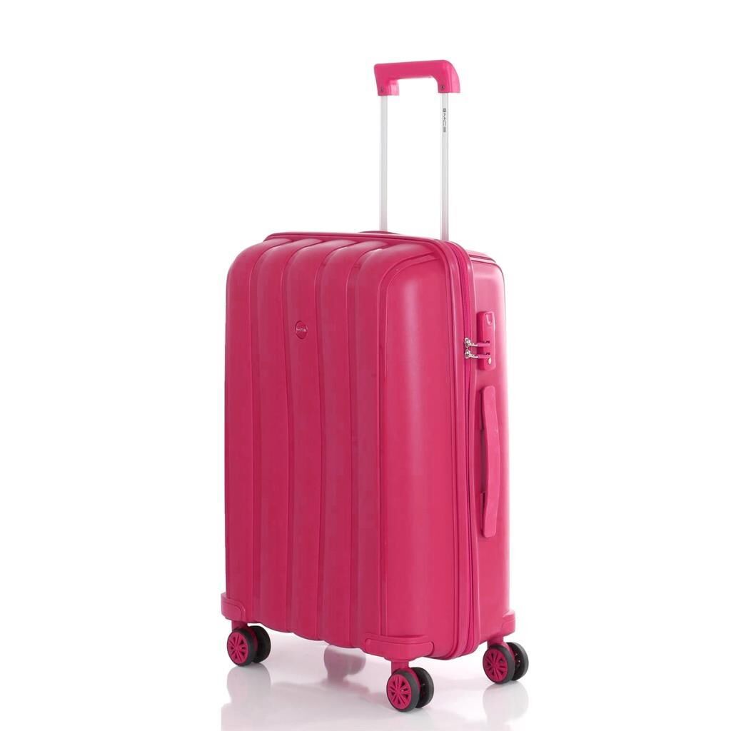 Mçs Valiz Orta Boy Kırılmaz PP Silikon Bavul V305 Fuşya