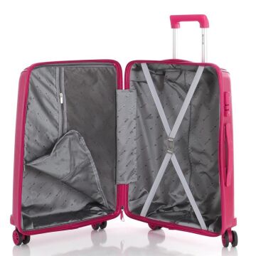 MÇS Orta Boy Kırılmaz Silikon Seyahat Valizi Bavulu V305 Fuşya