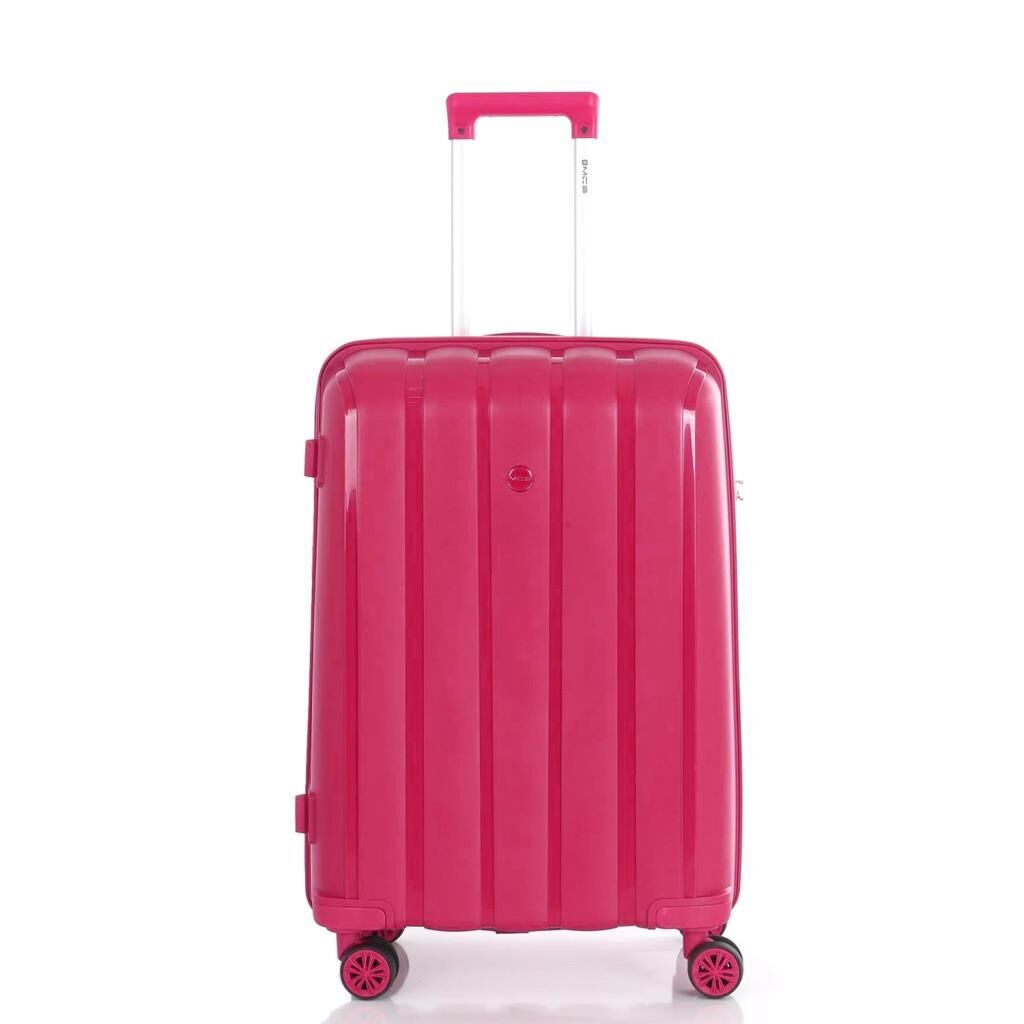 Mçs Valiz Orta Boy Kırılmaz PP Silikon Bavul V305 Fuşya