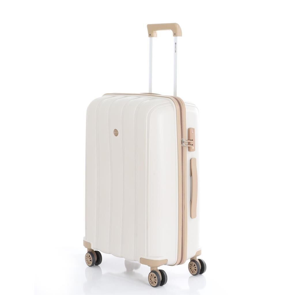MÇS Orta Boy Kırılmaz Silikon Seyahat Valizi Bavulu V305 Kemik/Şampanya
