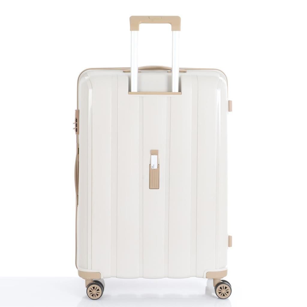 Mçs Valiz Orta Boy Kırılmaz PP Silikon Bavul V305 Kemik/Şampanya