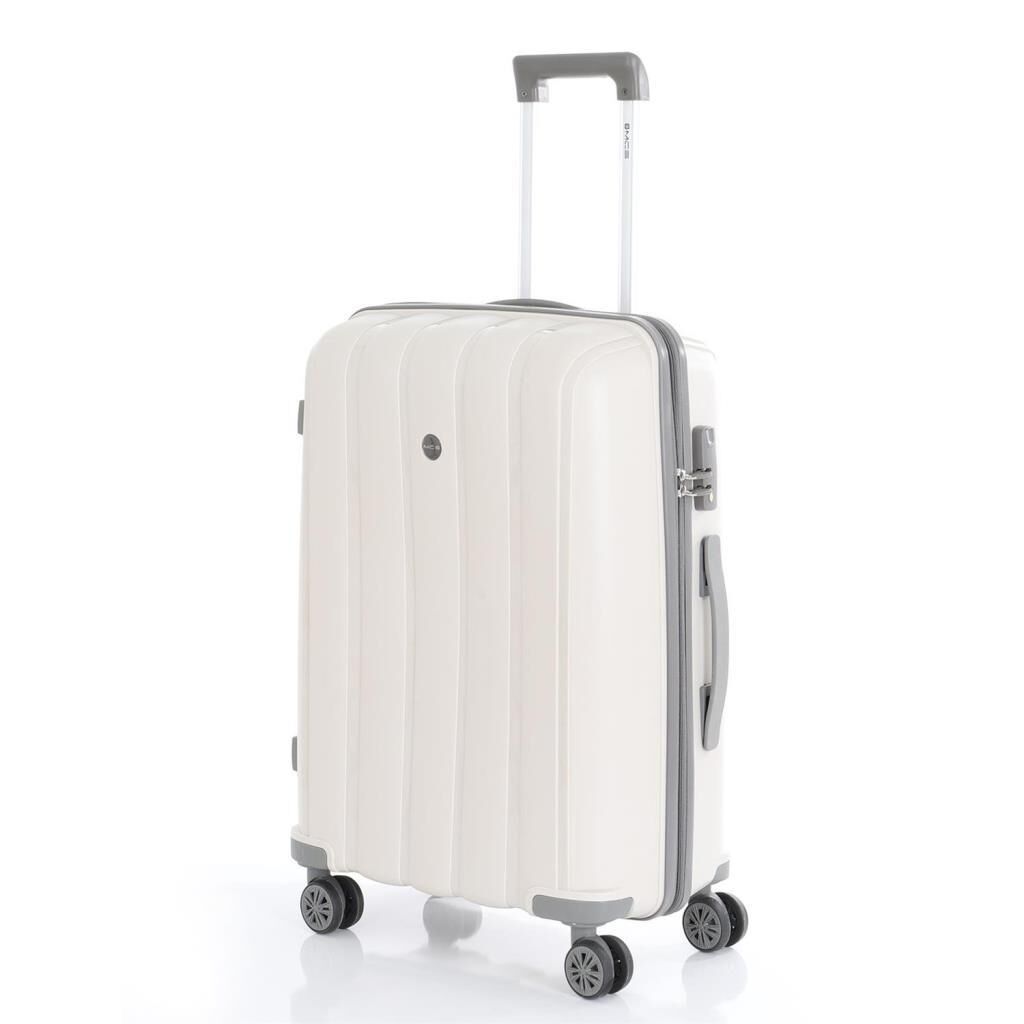 MÇS Orta Boy Kırılmaz Silikon Seyahat Valizi Bavulu V305 Kemik/Gri