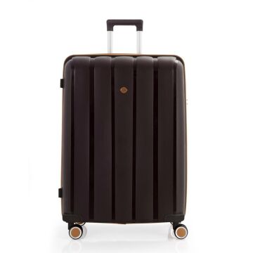 MÇS Büyük Boy Kırılmaz Silikon Seyahat Valizi Bavulu V305 AcıKahve/Şampanya