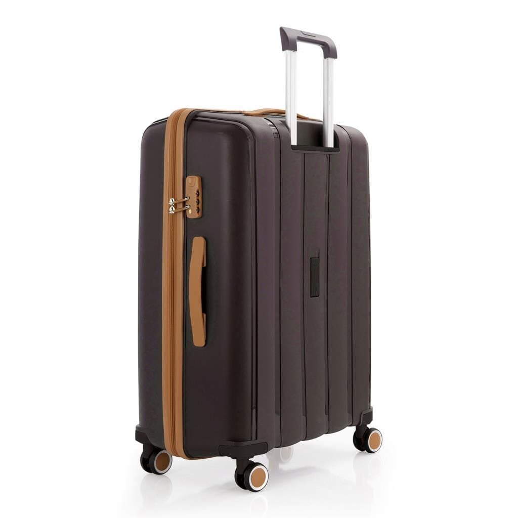 MÇS Büyük Boy Kırılmaz Silikon Seyahat Valizi Bavulu V305 AcıKahve/Şampanya