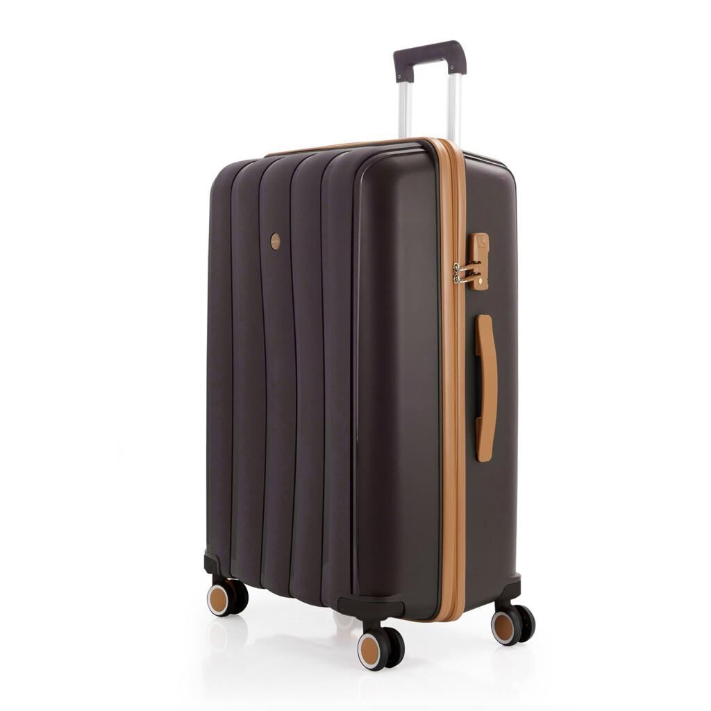 MÇS Büyük Boy Kırılmaz Silikon Seyahat Valizi Bavulu V305 AcıKahve/Şampanya