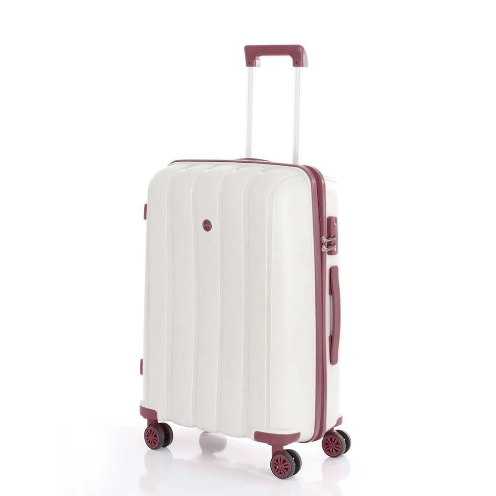 Mçs Valiz Orta Boy Kırılmaz PP Silikon Bavul V305 Kemik/KPudra