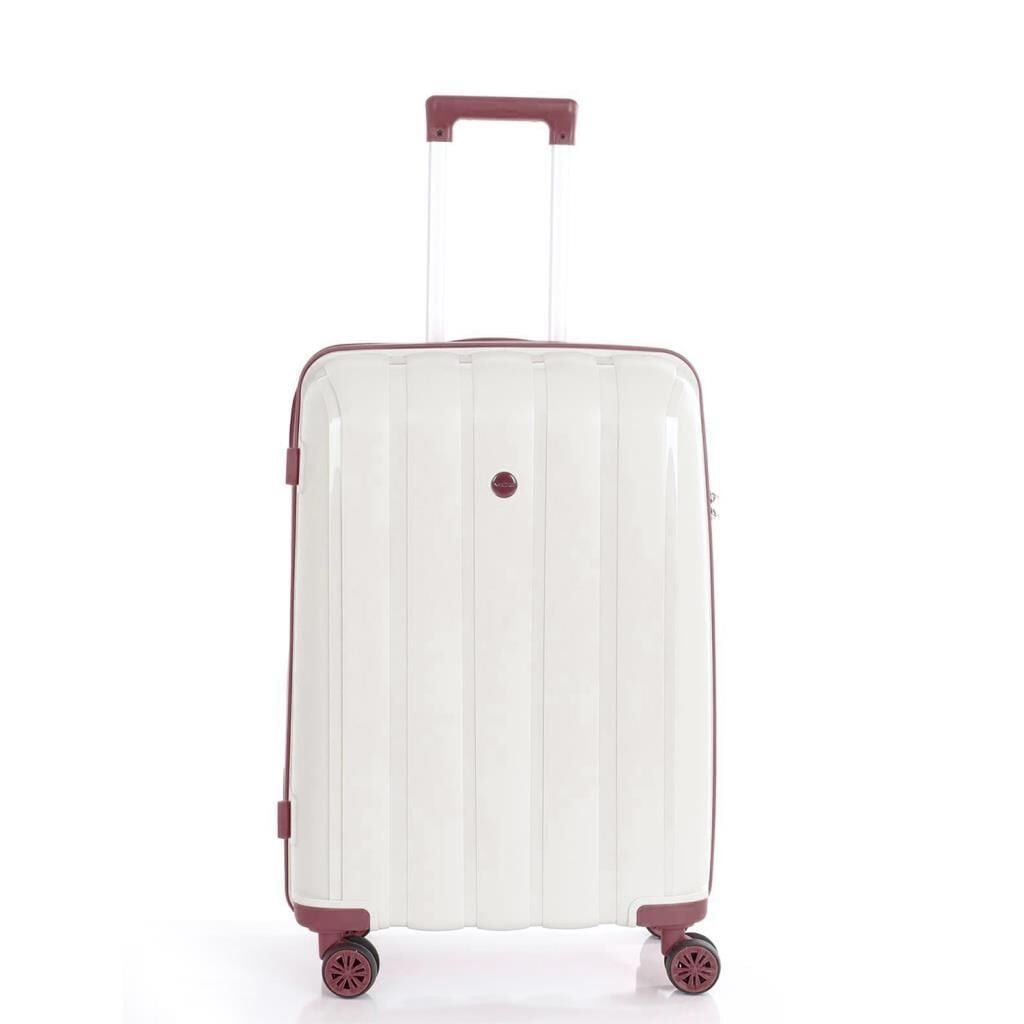 MÇS Orta Boy Kırılmaz Silikon Seyahat Valizi Bavulu V305 Kemik/KPudra