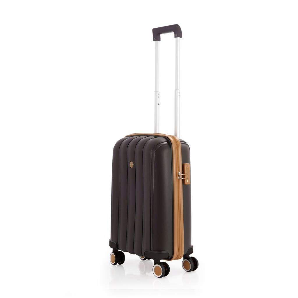 MÇS Kabin Boy Kırılmaz Silikon Seyahat Valizi Bavulu V305 AcıKahve/Şampanya