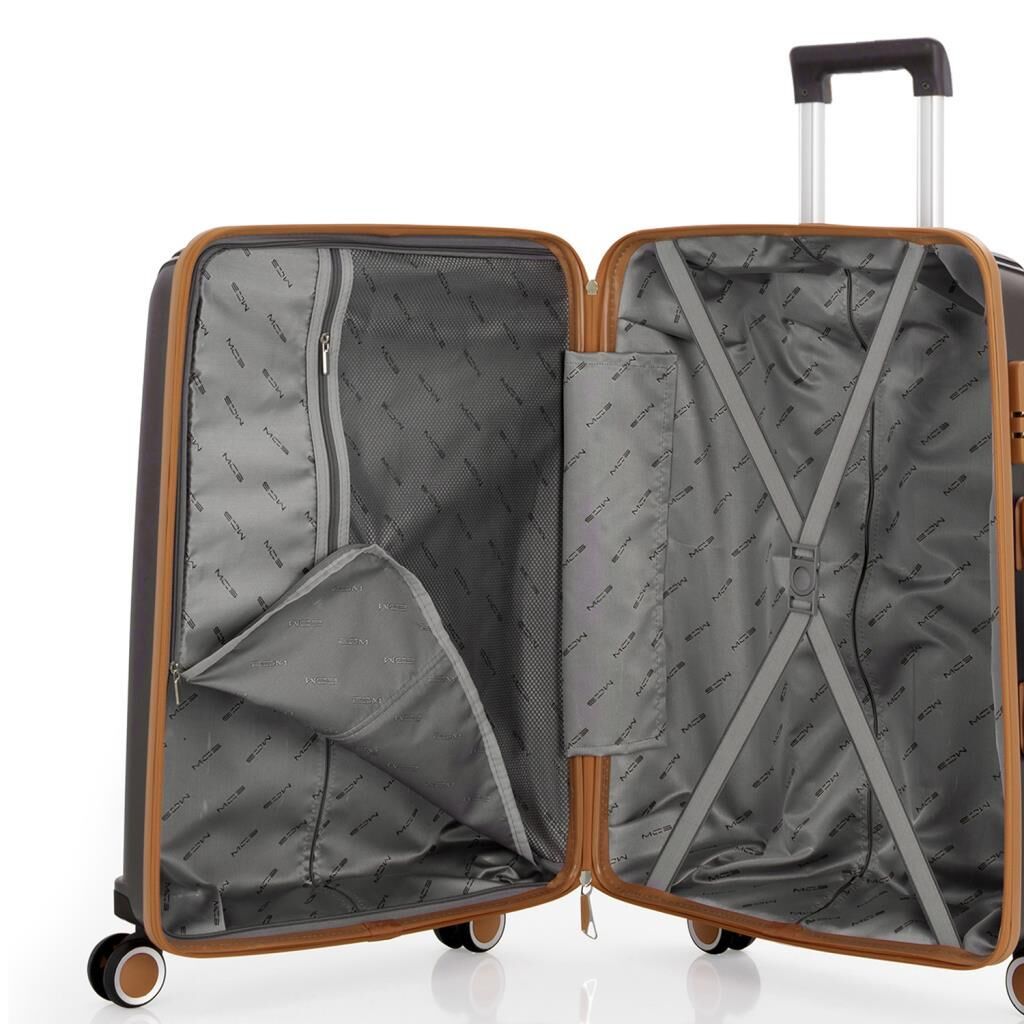 MÇS Kabin Boy Kırılmaz Silikon Seyahat Valizi Bavulu V305 AcıKahve/Şampanya