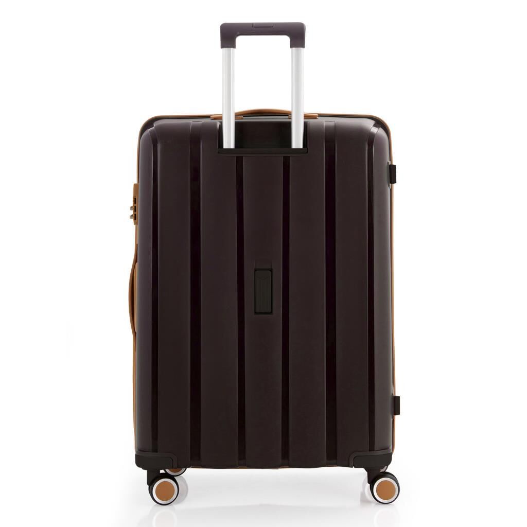 MÇS 3lü Set Kırılmaz Silikon Valiz Bavul V305 Acı Kahve/Şampanya