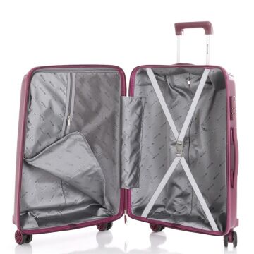 MÇS Orta Boy Kırılmaz Silikon Seyahat Valizi Bavulu V305 Mürdüm