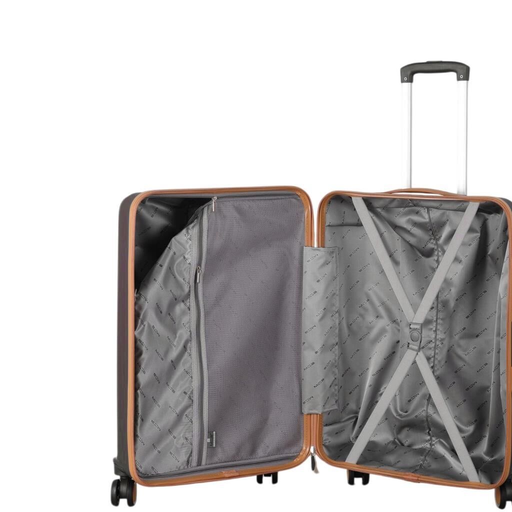 MÇS Kabin Boy Kırılmaz Silikon Seyahat Valizi Bavulu V374 AcıKahve/Şampanya