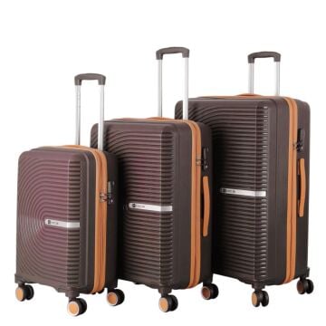 Mçs Valiz 3lü Set Kırılmaz PP Silikon Kahve/Şampanya