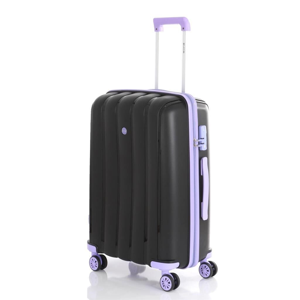 MÇS Orta Boy Kırılmaz Silikon Seyahat Valizi Bavulu V305 Siyah/Lila