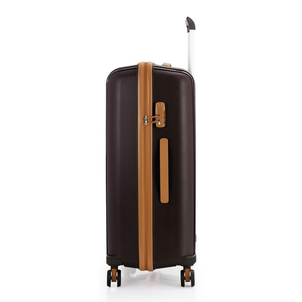 MÇS Bavul Orta ve Kabin 2li Set Kırılmaz Silikon Valiz V305 AcıKahve/Şampanya