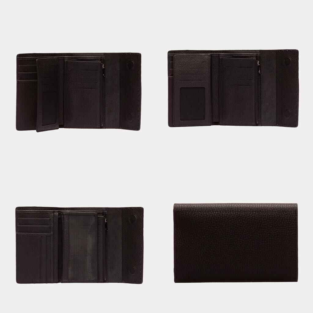 Grande Gerçek Deri Kadın Cüzdanı Orta Boy Hakiki Deri Siyah