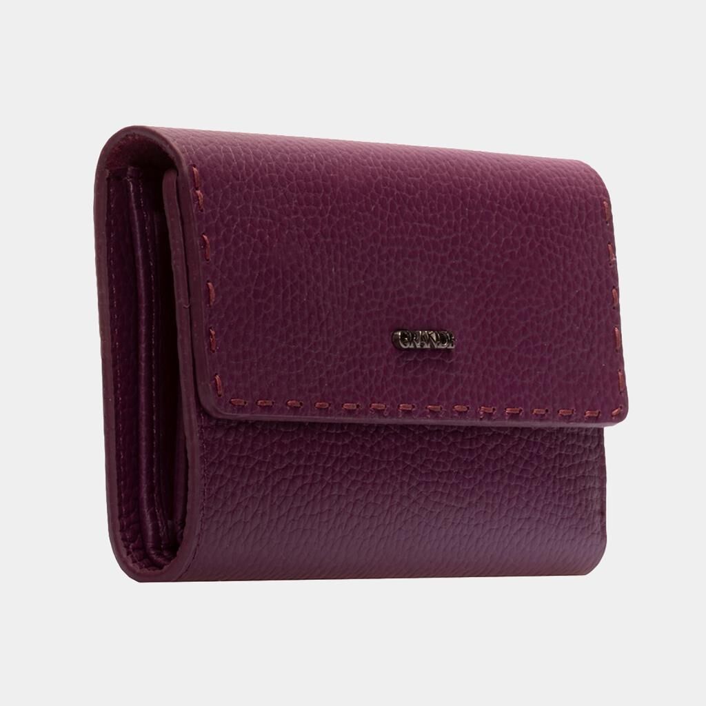 Grande Gerçek Deri Kadın Cüzdanı Orta Boy Hakiki Deri Mürdüm