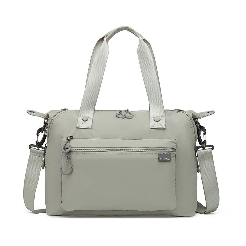 Smart Bags Ekstra Hafif Kumaş Kadın Omuz Çantası 3139 Açık Gri