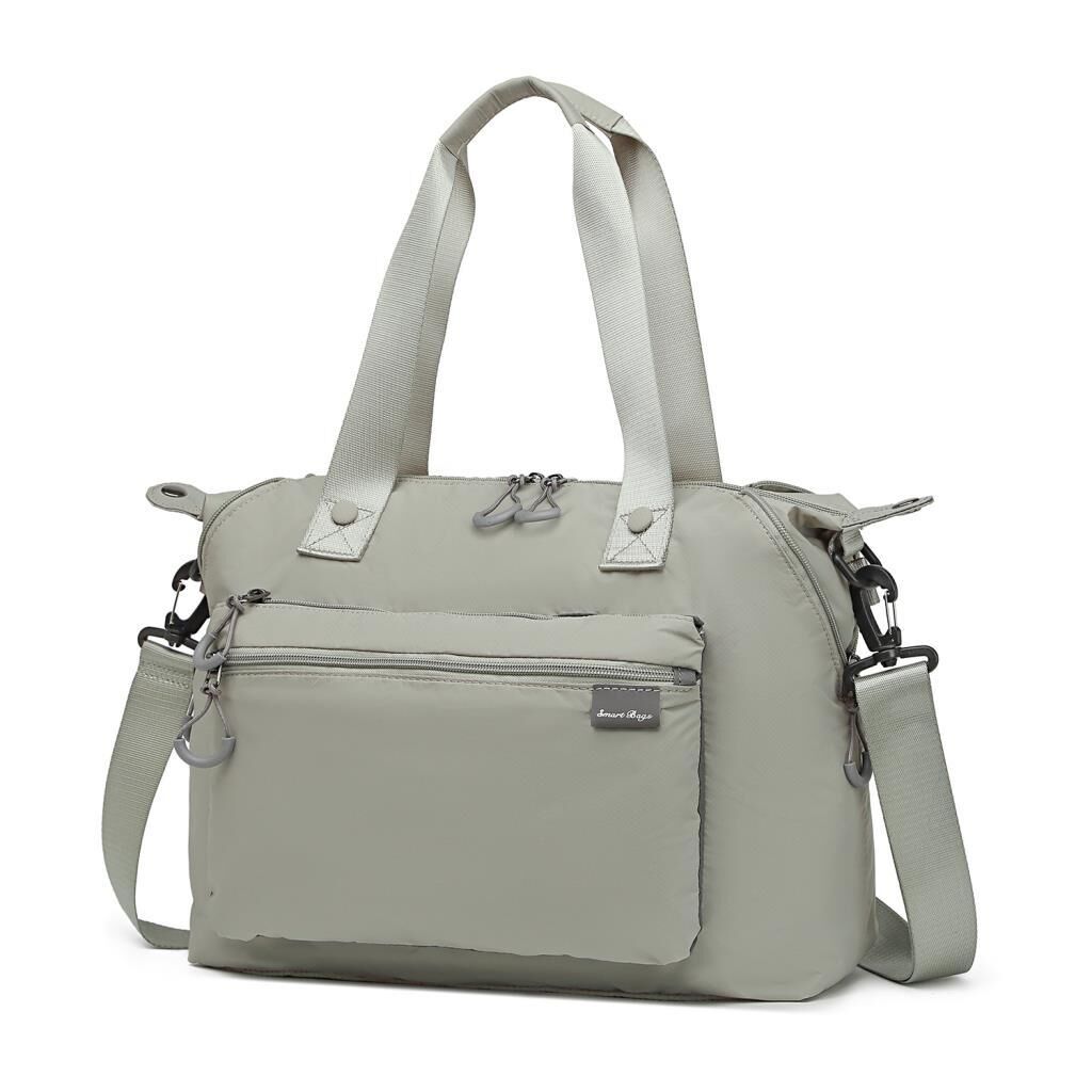 Smart Bags Ekstra Hafif Kumaş Kadın Omuz Çantası 3139 Açık Gri