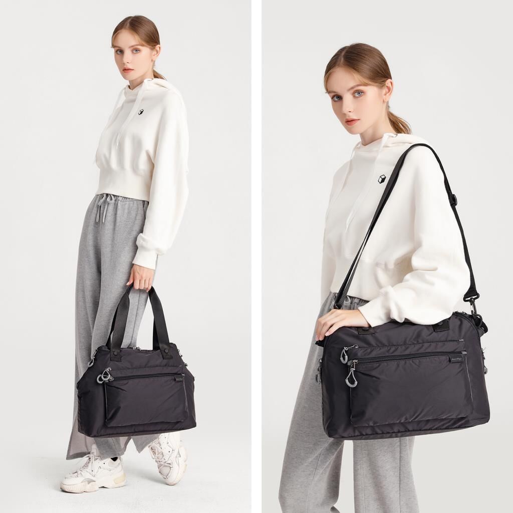 Smart Bags Ekstra Hafif Kumaş Kadın Omuz Çantası 3139 Açık Gri