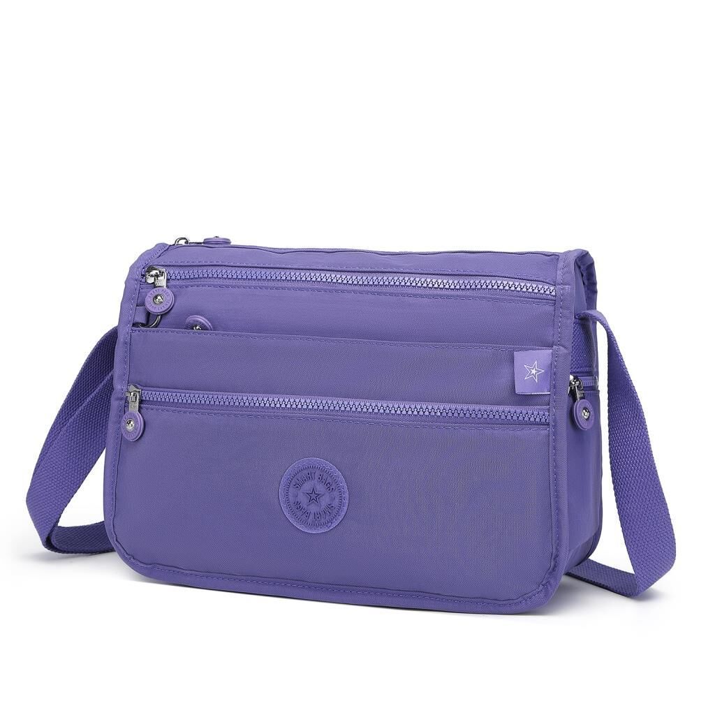 1128 Krinkıl Kumaş Bayan Postacı Omuz Çantası Smart Bags 27 Mor