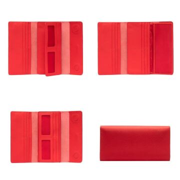 Grande Gerçek Deri Kadın Cüzdanı Hakiki Deri Büyük Boy Kırmızı