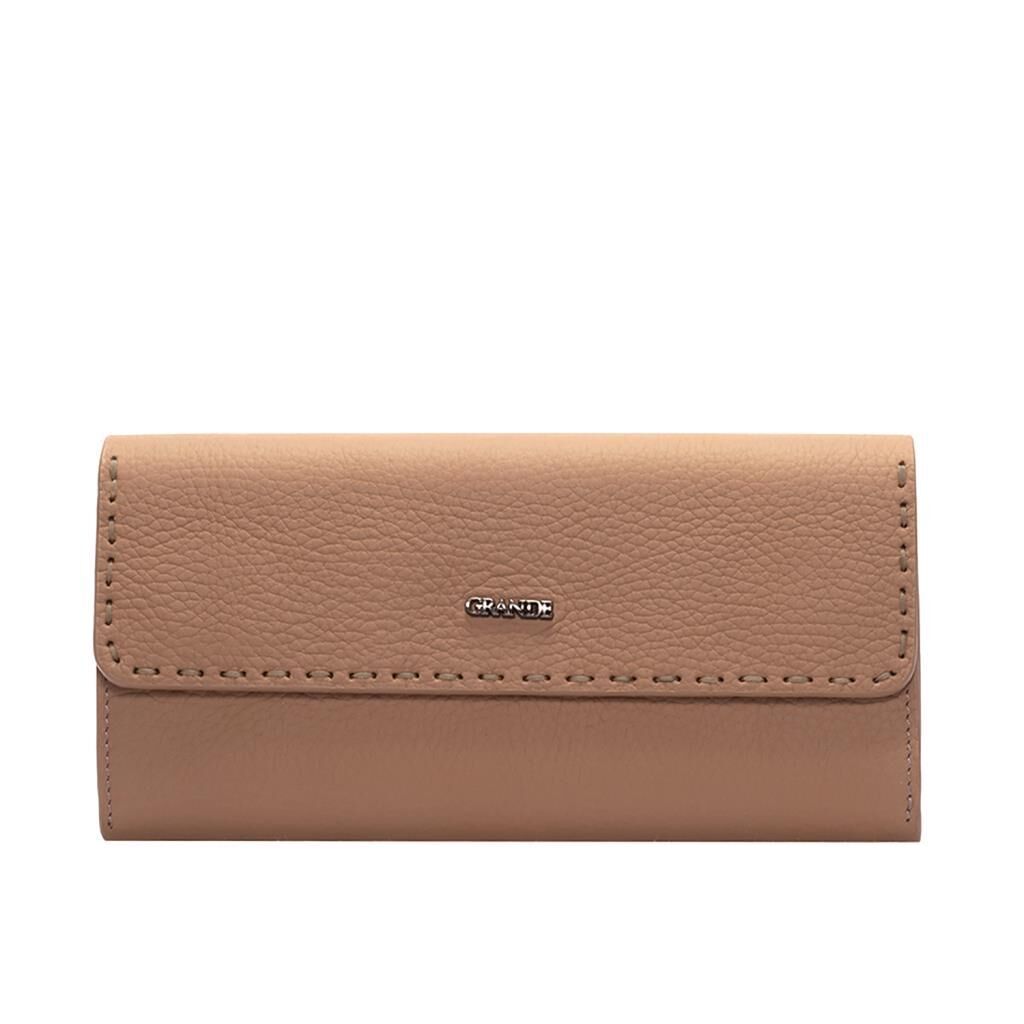 Grande Gerçek Deri Kadın Cüzdanı Hakiki Deri Büyük Boy Bisküvi