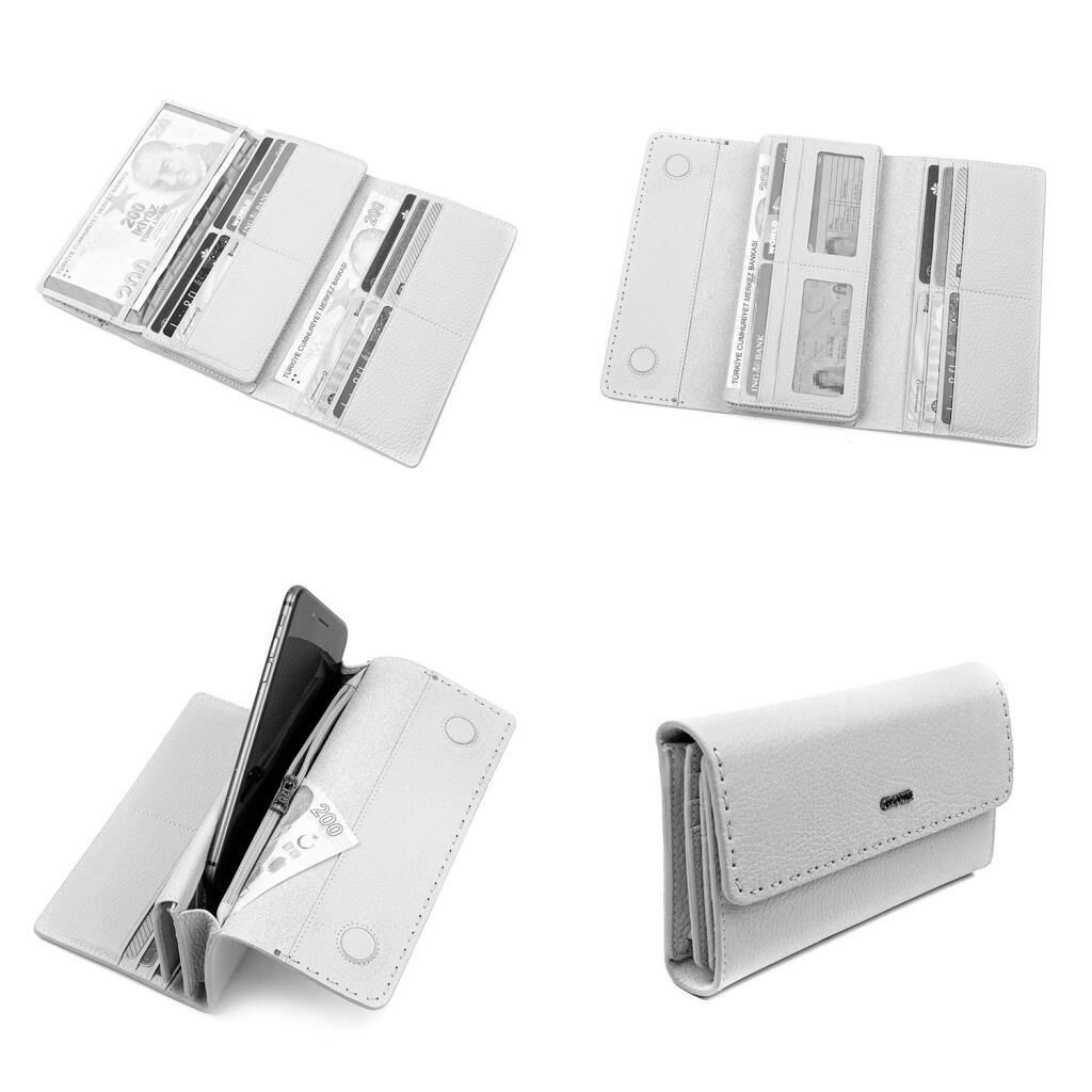 Grande Gerçek Deri Kadın Cüzdanı Hakiki Deri Büyük Boy Bisküvi