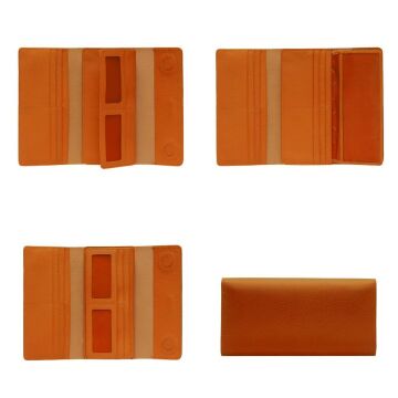 Grande Gerçek Deri Kadın Cüzdanı Hakiki Deri Büyük Boy Orange