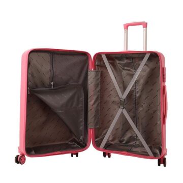 MÇS 3lü Set Kırılmaz Silikon Seyahat Valizi Bavulu V374 Pembe