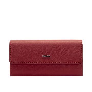 Grande Gerçek Deri Kadın Cüzdanı Hakiki Deri Büyük Boy Bordo
