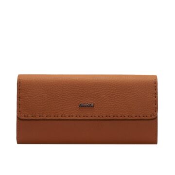 Grande Gerçek Deri Kadın Cüzdanı Hakiki Deri Büyük Boy Camel