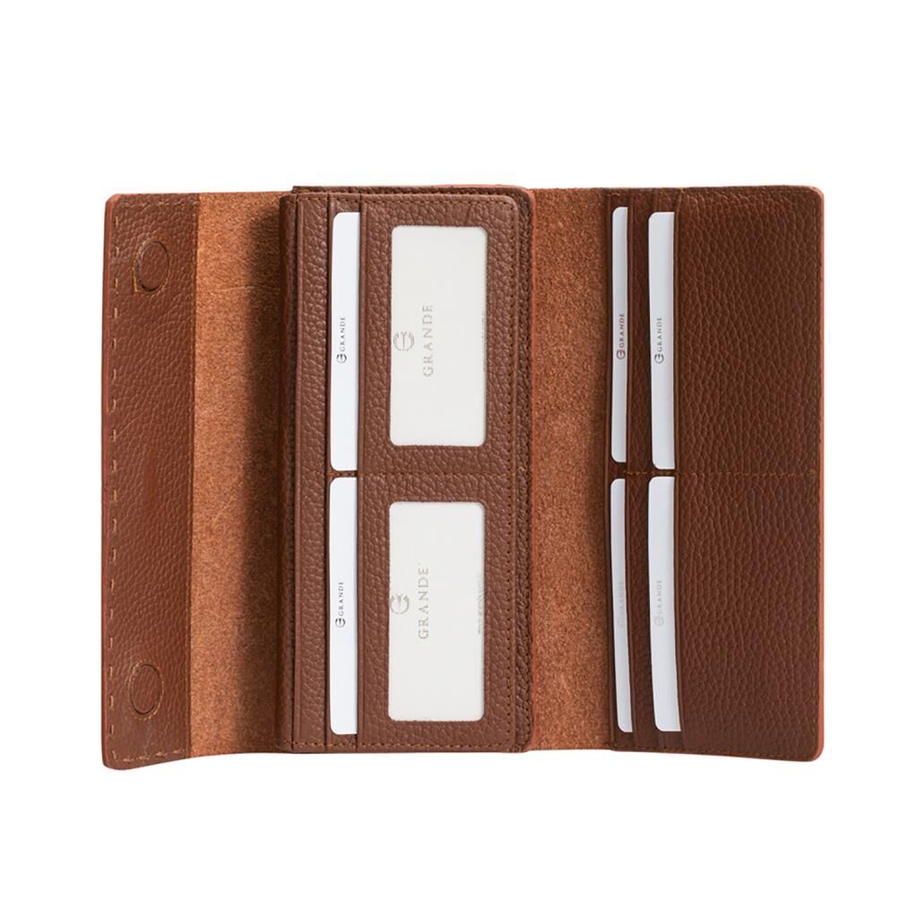 Grande Gerçek Deri Kadın Cüzdanı Hakiki Deri Büyük Boy Camel