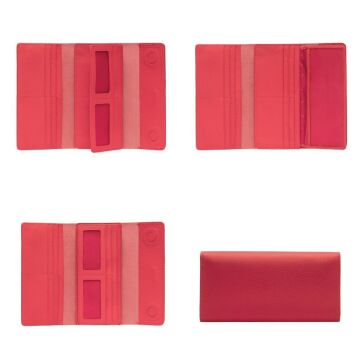 Grande Gerçek Deri Kadın Cüzdanı Hakiki Deri Büyük Boy Fuşya