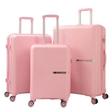 MÇS 3lü Set Kırılmaz Silikon Seyahat Valizi Bavulu V374 Pudra