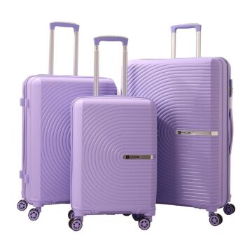 Mçs Valiz 3lü Set Kırılmaz PP Silikon Lila