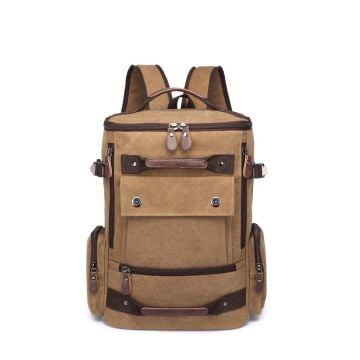 C-Active Büyük Boy Erkek Sırt Çantası Kanvas Kumaş 1258 07 Açık Kahve