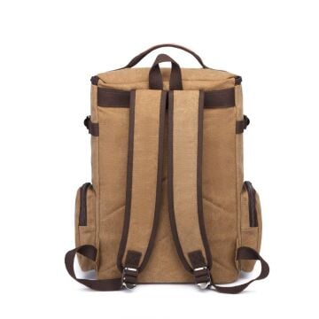 C-Active Büyük Boy Erkek Sırt Çantası Kanvas Kumaş 1258 07 Açık Kahve