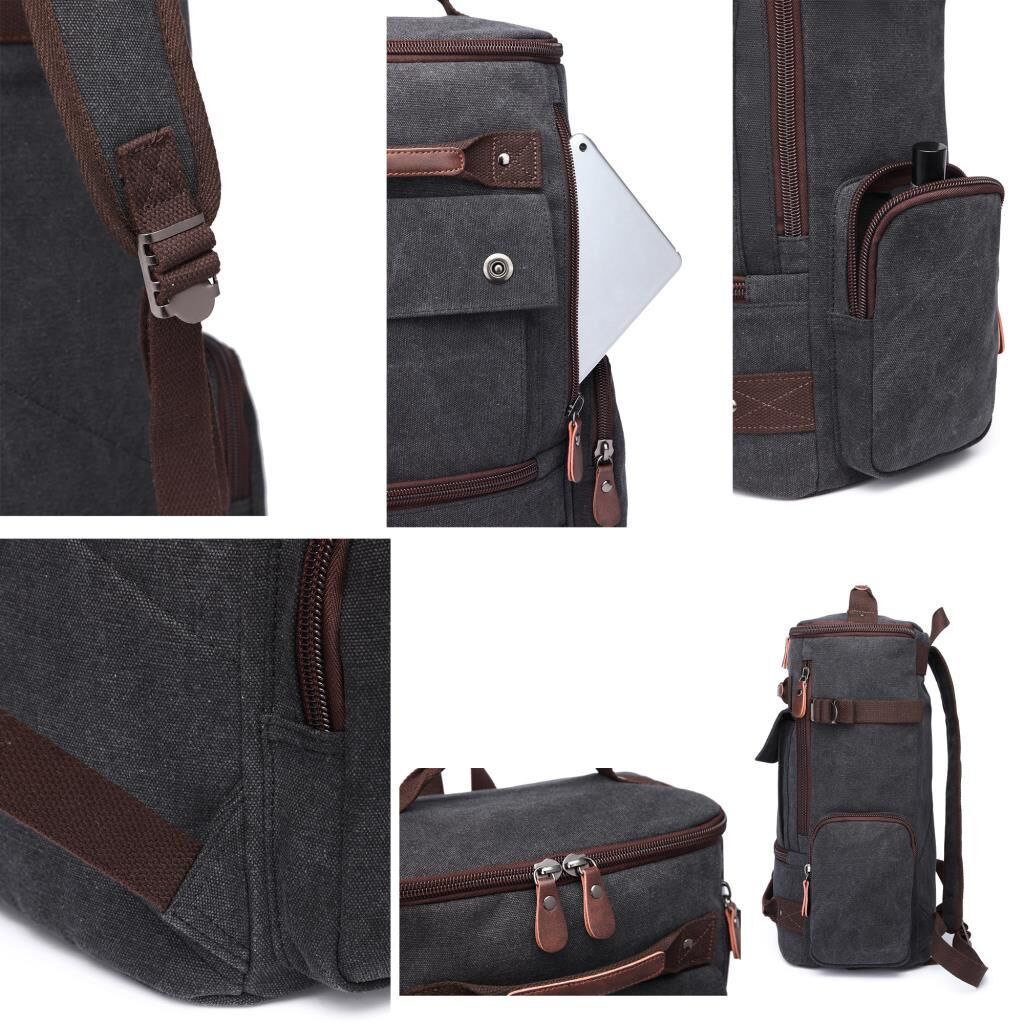 C-Active Büyük Boy Erkek Sırt Çantası Kanvas Kumaş 1258 07 Açık Kahve